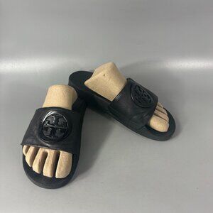 Tory Burch Lina Black Leather Slides in size 8